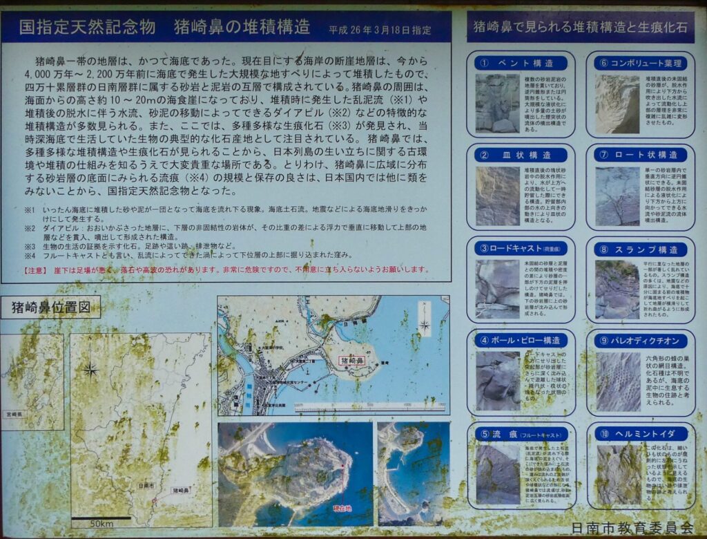 猪崎鼻の堆積構造の看板