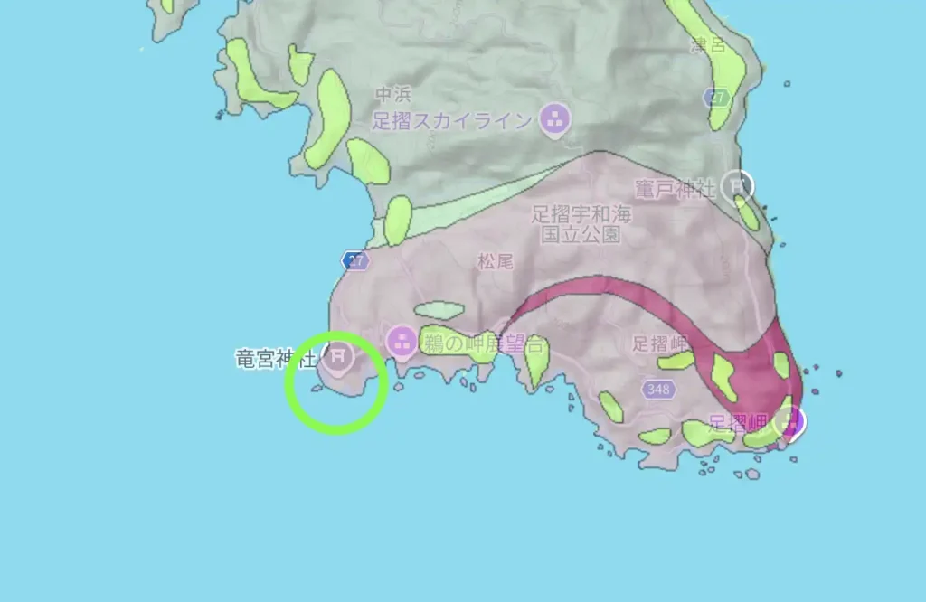 竜宮神社周辺の地質
